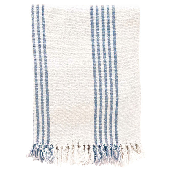 French Blue Stripe Cotton Throw #FrenchBlue #Stripethrow #FrenchCountry
