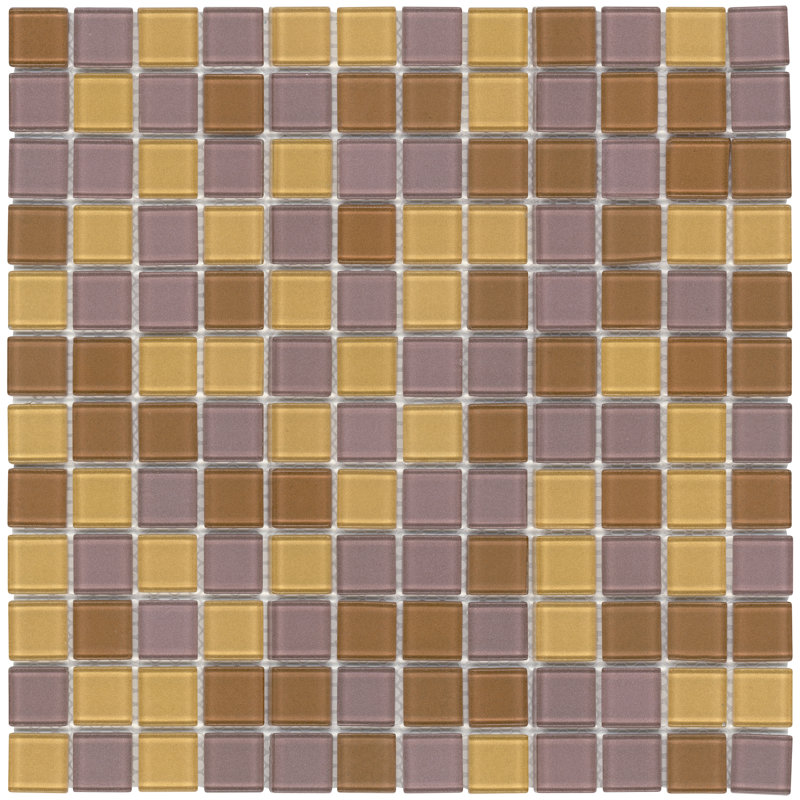Mosaictileoutlet Stacked Squares Frosted 1 X 1 Glass Mosaic Tile In Orange Purple Wayfair