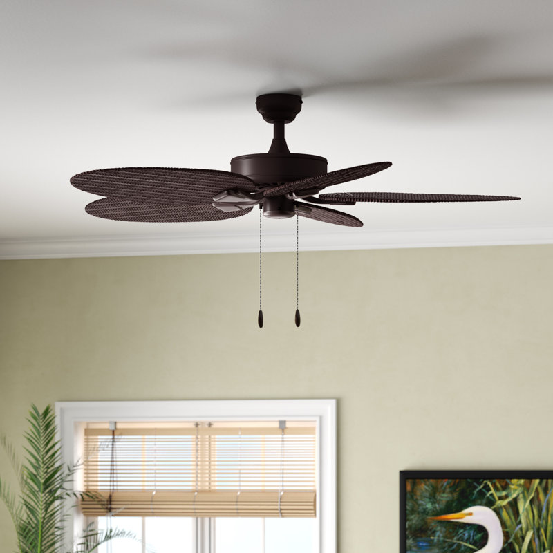 Outdoor//Indoor 48/" Patio Ceiling Fan Outside Iron Light Kit Unique Palm Leaf