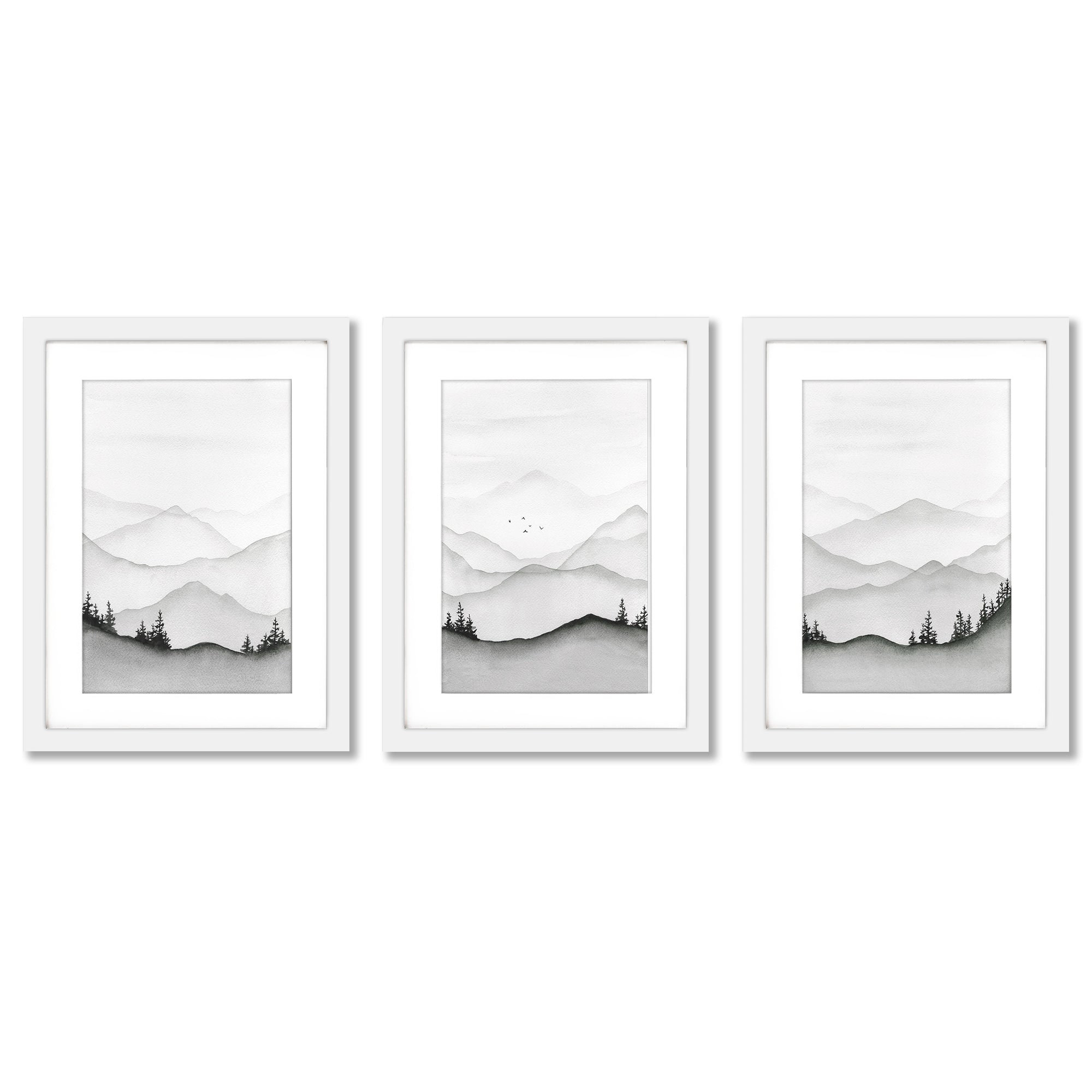 Americanflat Grey Mountain Paintings By Leah Graw 3 Piece Gallery
