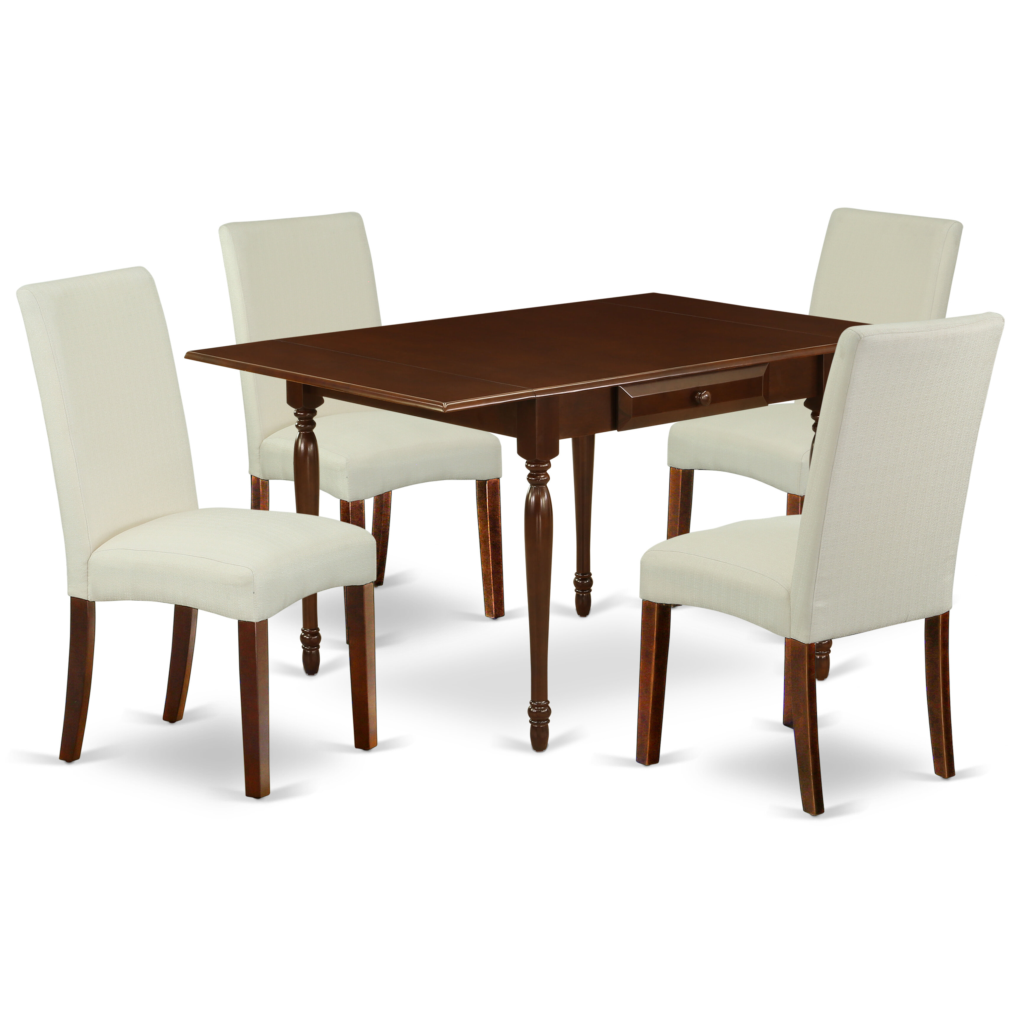 Ophelia Co 5Pc Kitchen Table Set Consists Of A Small Kitchen Table And 4 Parsons Chairs With Dark Khaki Colour Linen Fabric