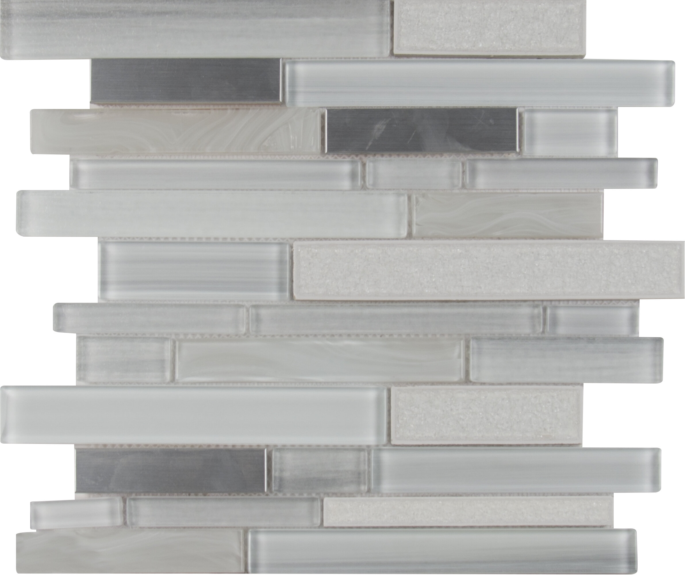 Msi Krystal Interlocking Pattern Random Sized Glass Metal Mosaic Tile In White Gray Wayfair