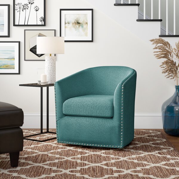 teal swivel barrel chair