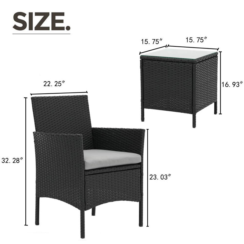 Bay Isle Home Drayton Outdoor 3 Piece Rattan Seating Group With Cushions Reviews Wayfair