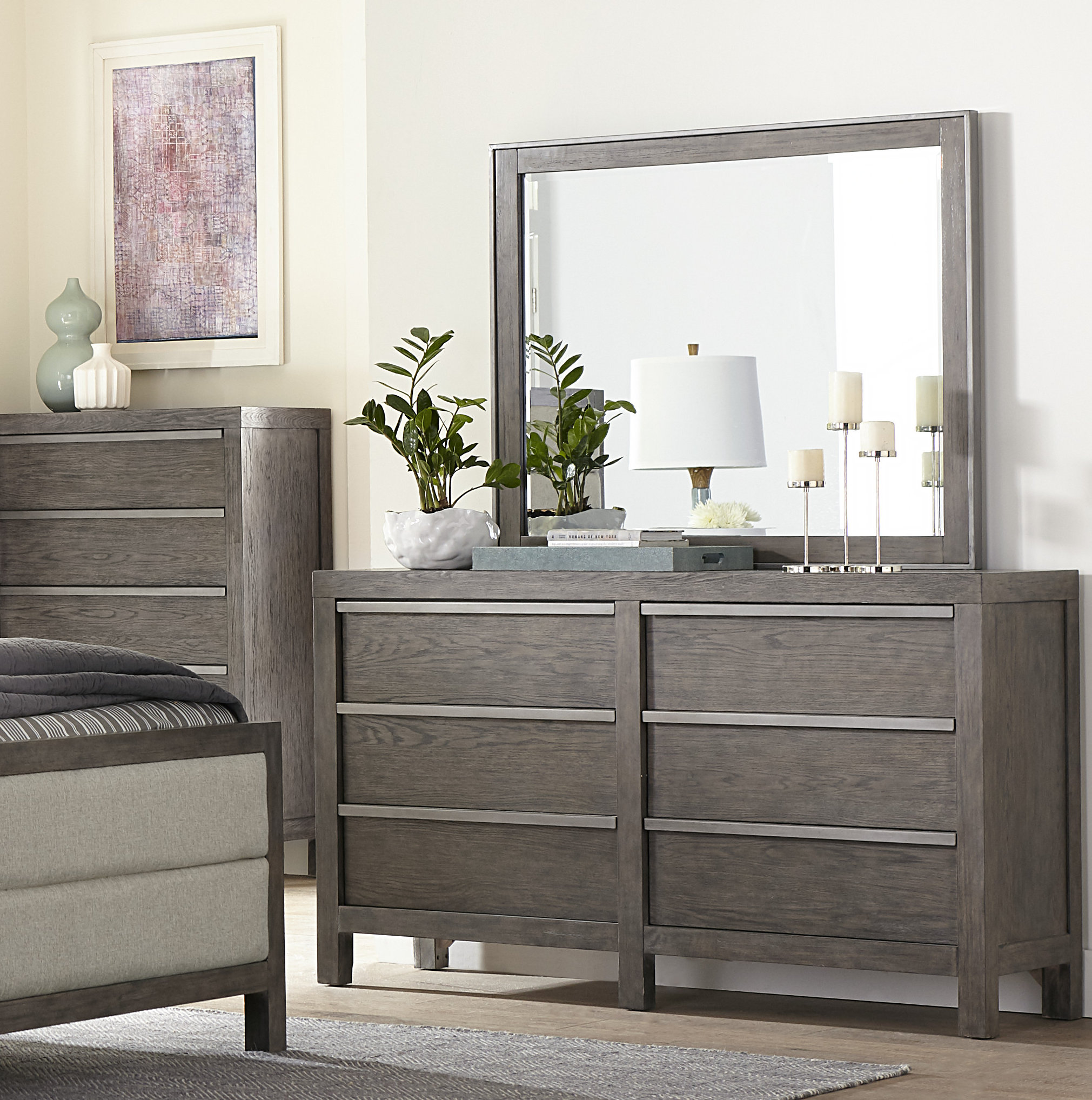 Williston Forge Melbourne 6 Drawer Double Dresser With Mirror