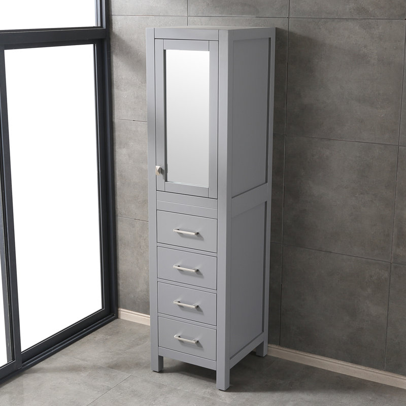 Ebern Designs Minnich 18 W X 72 H X 20 D Solid Wood Free Standing Bathroom Cabinet