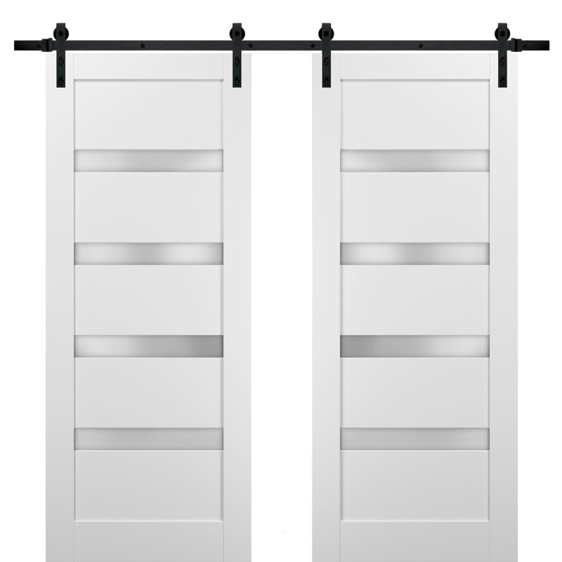 SARTODOORS Quadro Glass Barn Door with Installation Hardware Kit | Wayfair