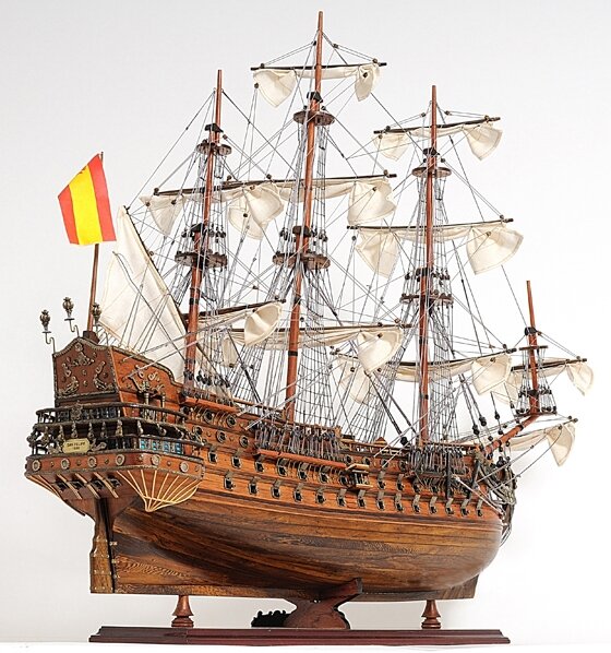 San Felipe Tall Ship Model 37" Wooden Fully Built Spanish Galleon Vessel New 