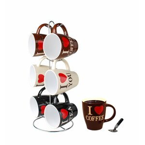 7 Piece Mug Set with Stand