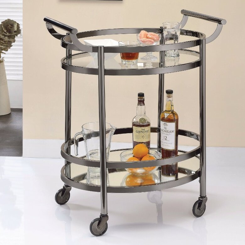 Greenawalt Oval Metal Serving Bar Cart Joss Main