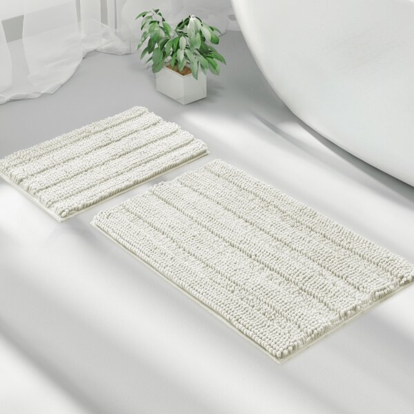 Soft Cotton 2Pieces Bath Pedestal Mat Toilet Non Slip Washable Floor Rugs Set Yj 