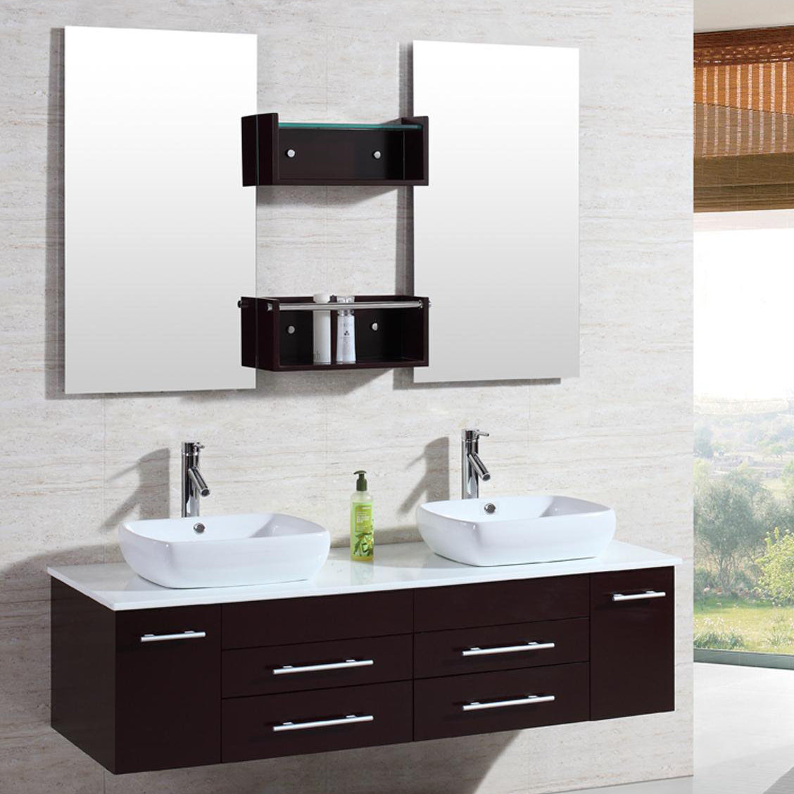 Kokols 60" Double Floating Bathroom Vanity Set with Mirror & Reviews