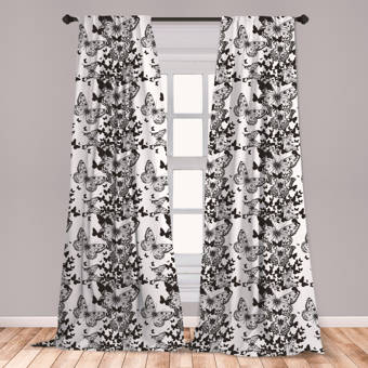 East Urban Home Ambesonne Black And White Curtains Starry Night