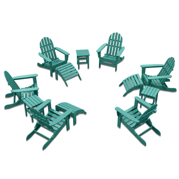 Durogreen The Adirondack Chair Patio Set 6 Pack With 3 Ottomans And 3 Side Tables White Reviews Wayfair