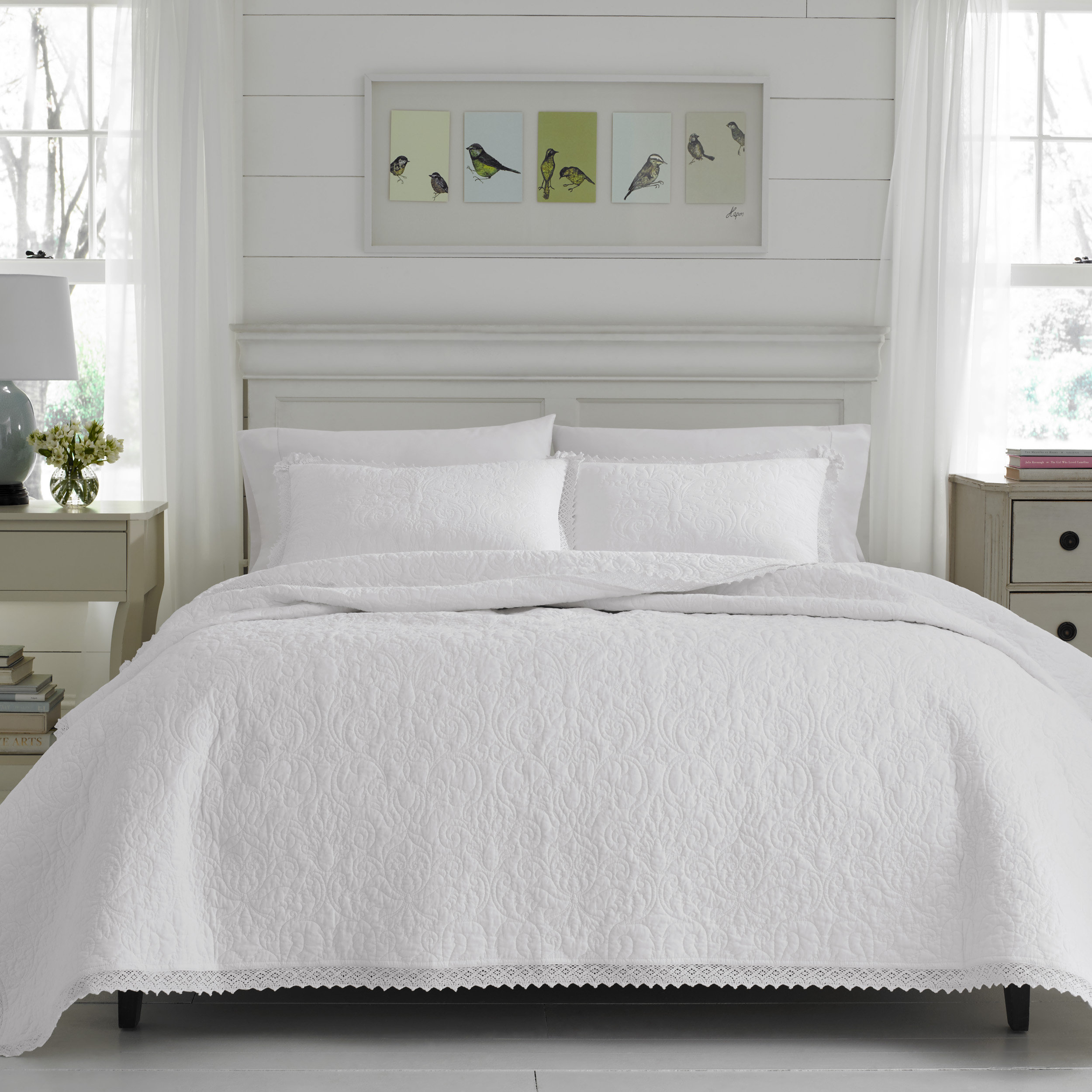 quilted white bedding