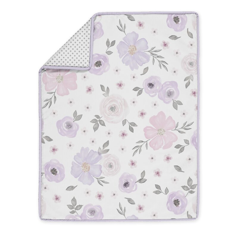 lavender floral crib bedding