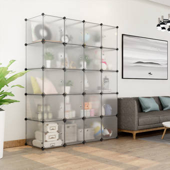 Rebrilliant Carlisle 58 W 20 Cube Diy Modular Cubby Shelving Storage Organizer Extra Large Wardrobe With Clothes Rod Reviews Wayfair