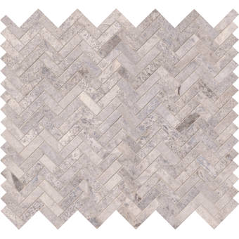Msi Silver Travertine Herringbone Honed Mosaic Tile In Gray Wayfair
