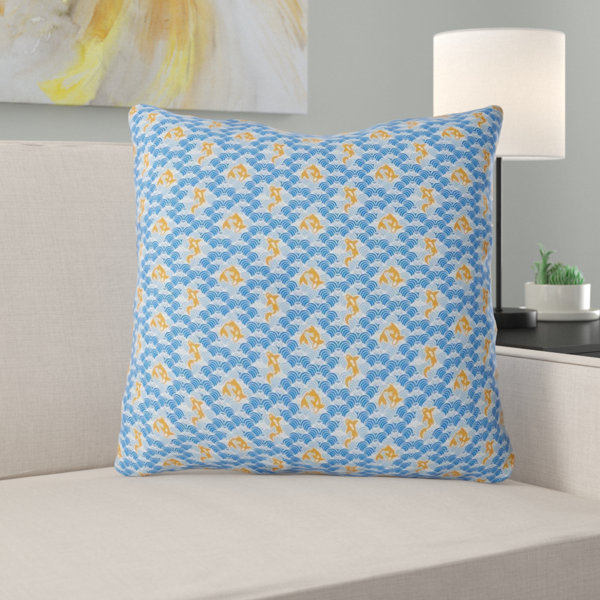 Latitude Run Avicia Koi Fish Waves Indoor Outdoor Throw Pillow Wayfair