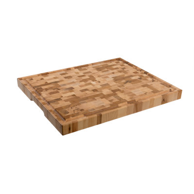 Labell Canadian Maple Butcher Block Cutting Board With Groove, Recess Handles And Rubber Feet