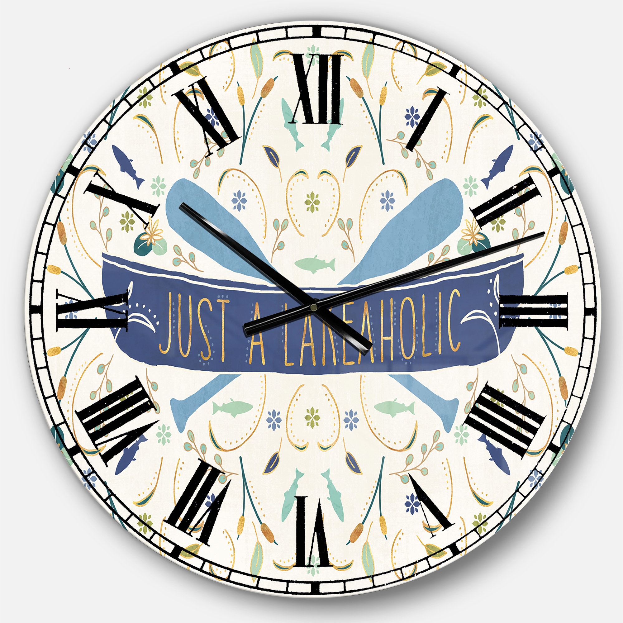 East Urban Home Oversized Lake House Just A Lakeaholic Wall Clock Wayfair