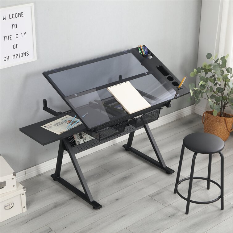 Inbox Zero Height Adjustable Drafting Table and Chair Set | Wayfair