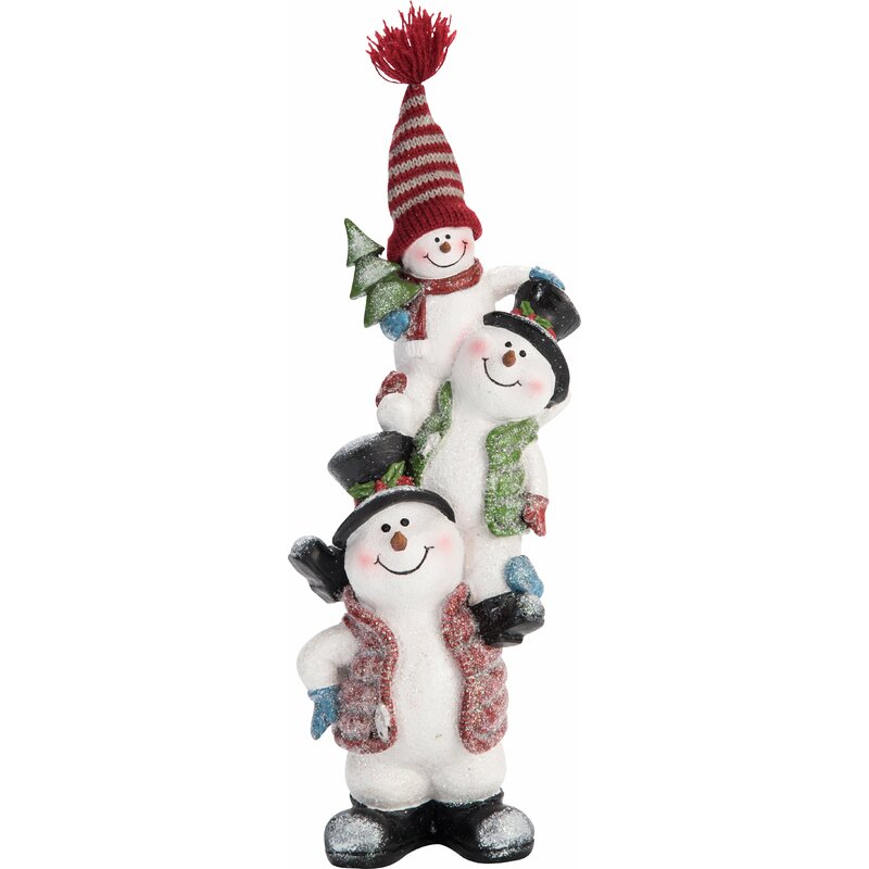 The Holiday Aisle Resin Christmas Stacked Snowmen & Reviews | Wayfair