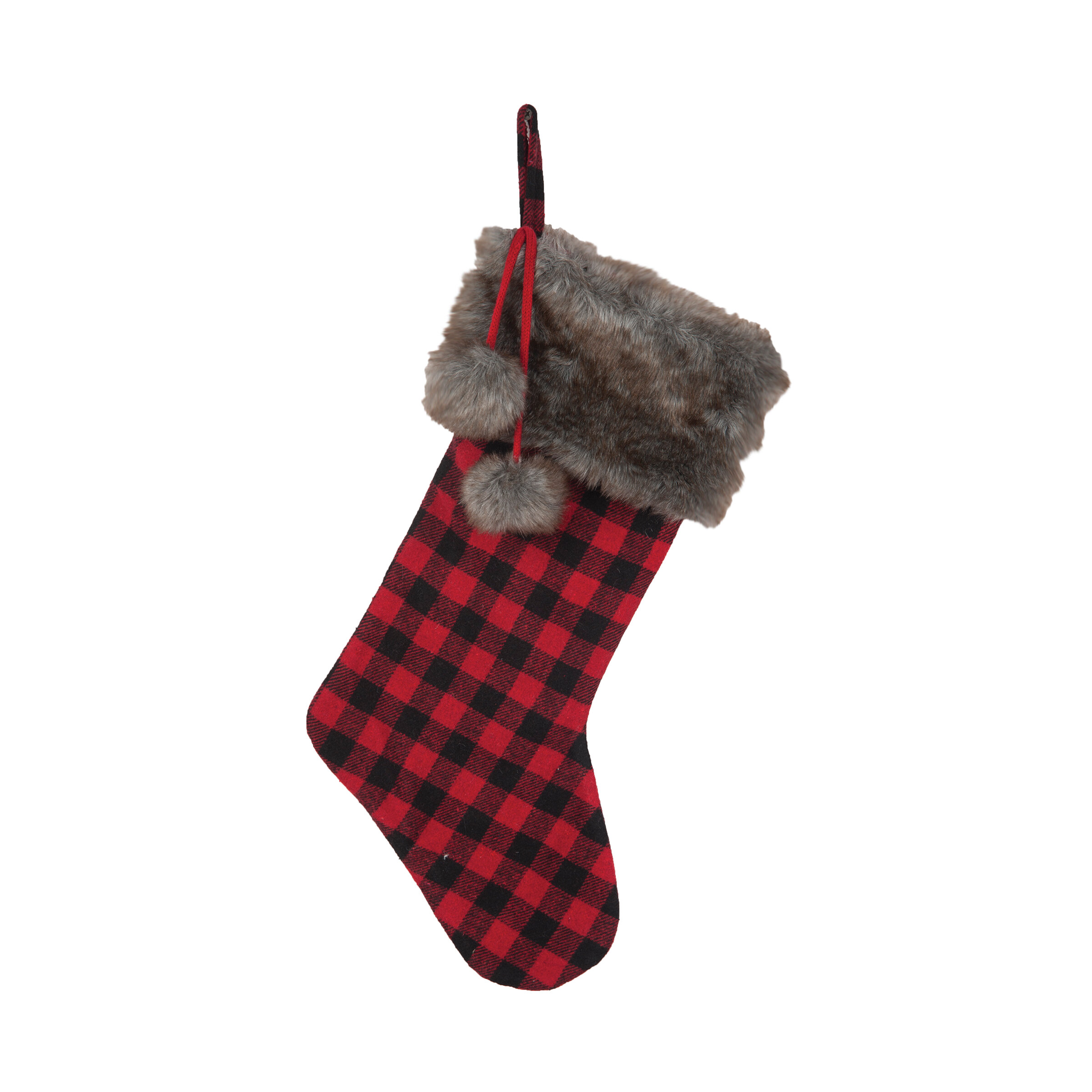 Rustic Buffalo Plaid Monogrammed "M" Christmas Stocking Primitive Country NEW 