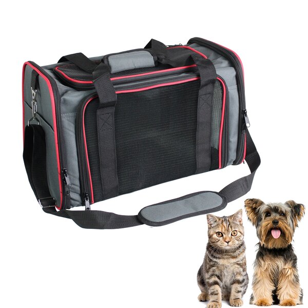 Perfect for Small Cats and Small Dogs Breathable 4-Windows Design-Small Size Soft Pet Carrier Airline Approved Soft Sided Pet Travel Carrying Handbag Under Seat Compatibility 