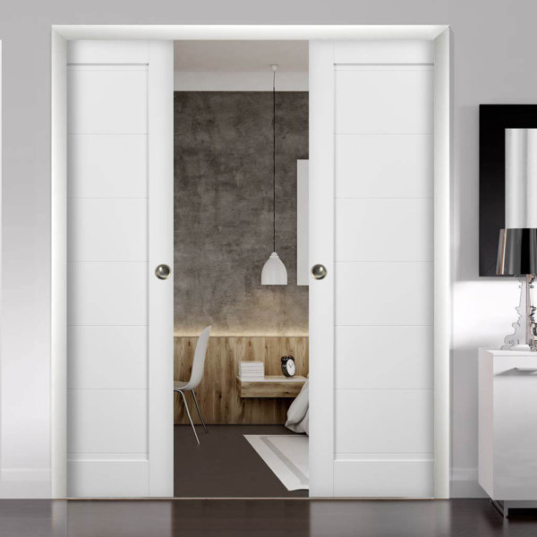 Sartodoors Paneled Manufactured Wood Quadro Sliding Closet Doors Wayfair