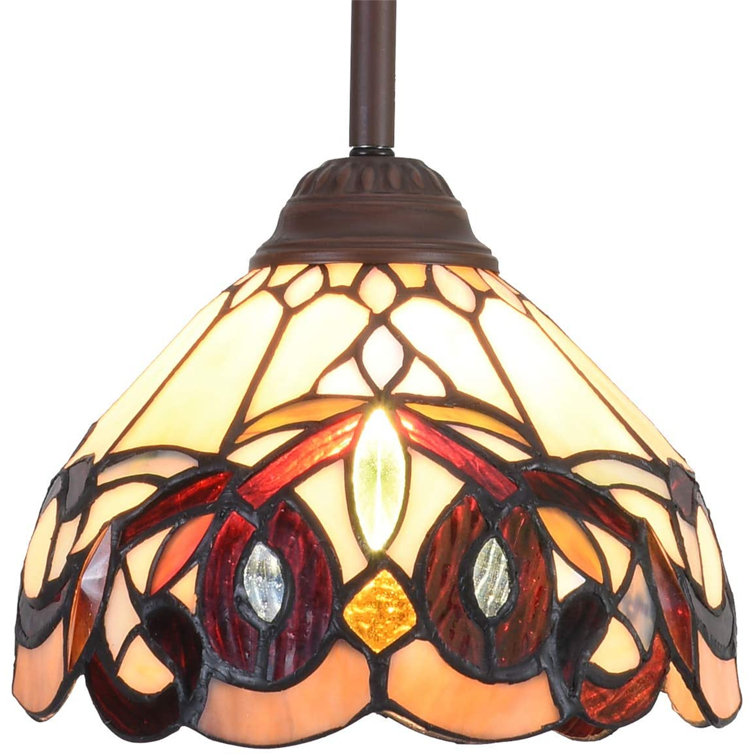 Hanging Lamp Stained Glass Pendant Light Fixtures Kitchen Island Lighting 8 Inch Wide For Dining Room Kitchen