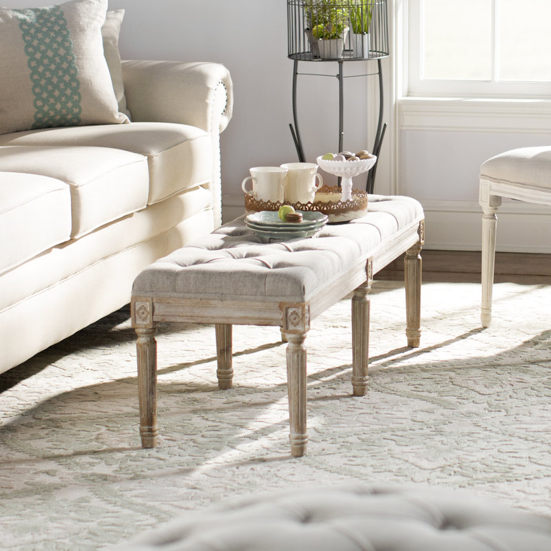 Letellier Upholstered Bench. French Country Furniture Finds. Because European country and French farmhouse style is easy to love. Rustic elegant charm is lovely indeed.