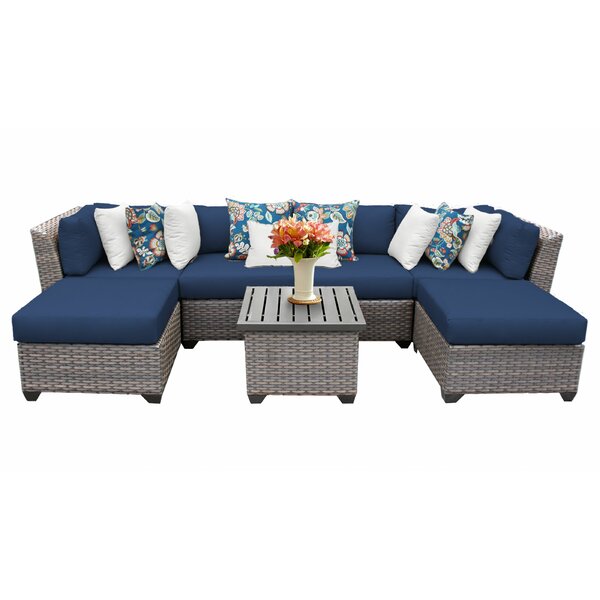 Kenwick 7 Piece Rattan Sectional Seating Group with Cushions