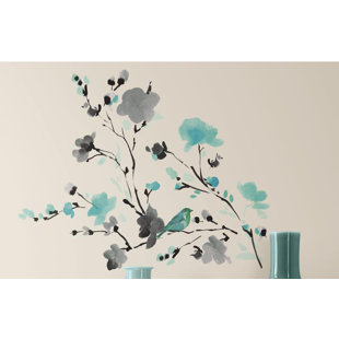 NEW 30”x20” Blue Purple Fairy Flower Stems Sketched Vinyl Wall Decal Stickers