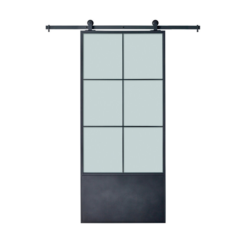 Colonial Elegance Paneled Metal And Glass Broadway Barn Door Reviews Wayfair