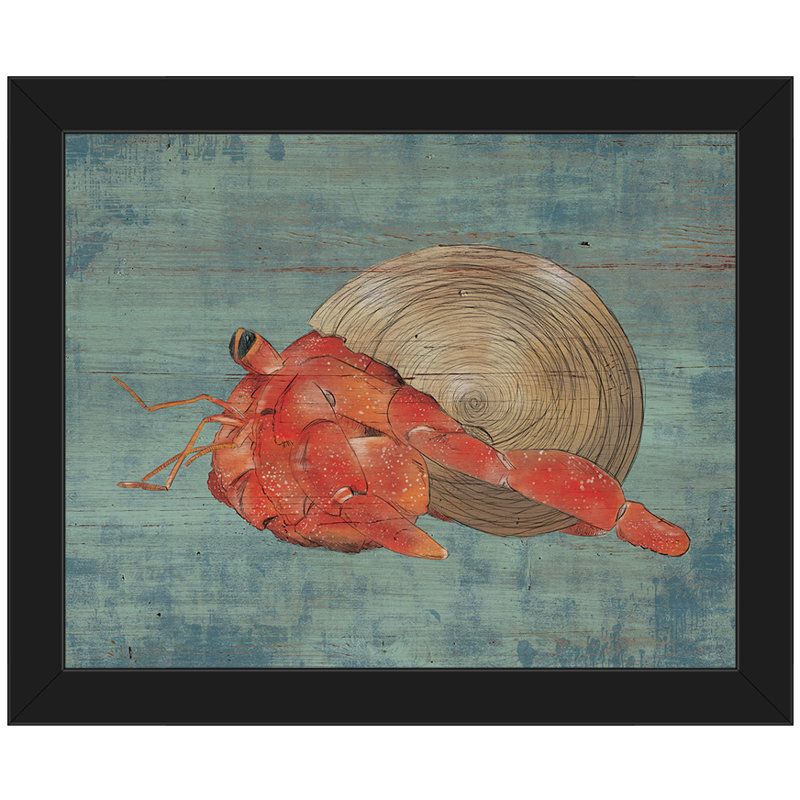 Click Wall Art Hermit Crab Walking Left Nautical Framed Painting