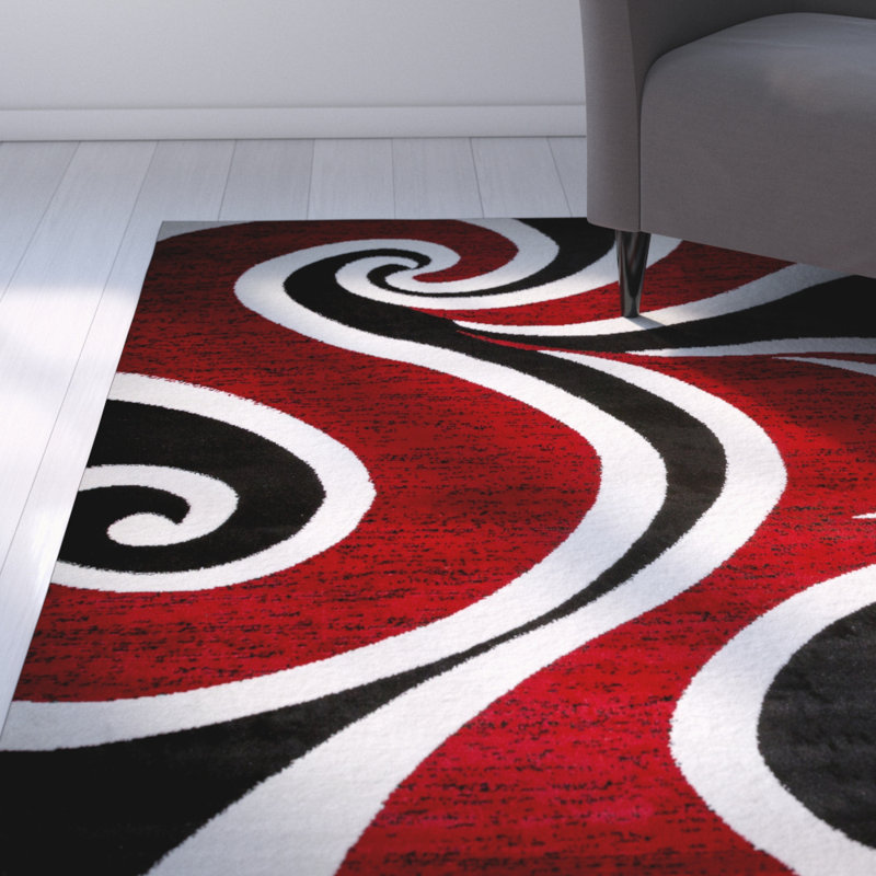 Ebern Designs Collingwood Red Black White Area Rug Reviews Wayfair Collingwood Red Black White Area Rug