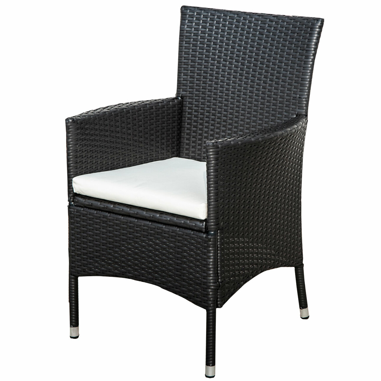 Brown Rattan Garden Chair Premium Poly Weave Stackable Outdoor