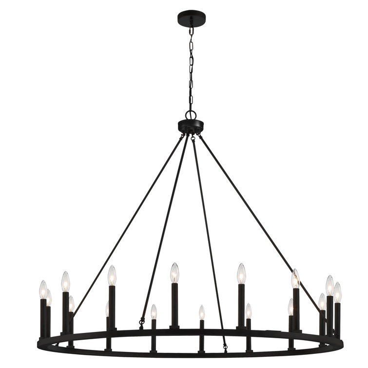 Alcesta 16 - Light Candle Style Wagon Wheel Chandelier
