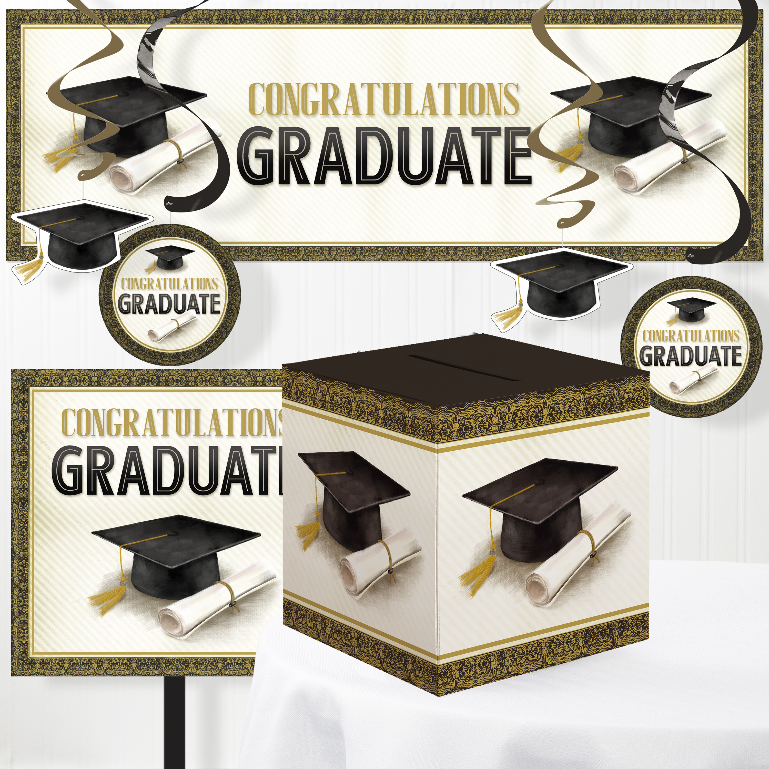 The Party Aisle 8 Piece Classic Graduation Decorations Set