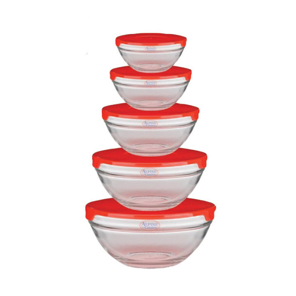 Rebrilliant Cuisine Nested Glass Bowl 5 Container Food Storage Set ...