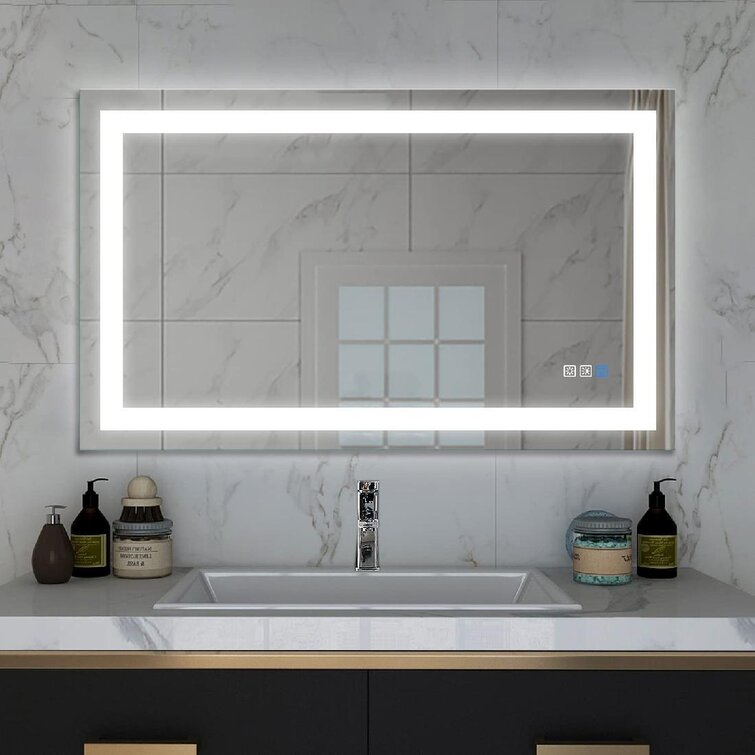 Modern Bathroom Mirror/Cabinet LED Illuminated Wall Mounted Button Switch IP44