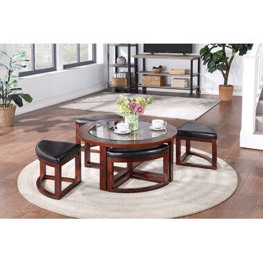 kingsfield coffee table with 4 nested stools