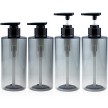 4pcs 500ml Pump Bottle Black Plastic Bathroom Pump Dispensable Reuseable 