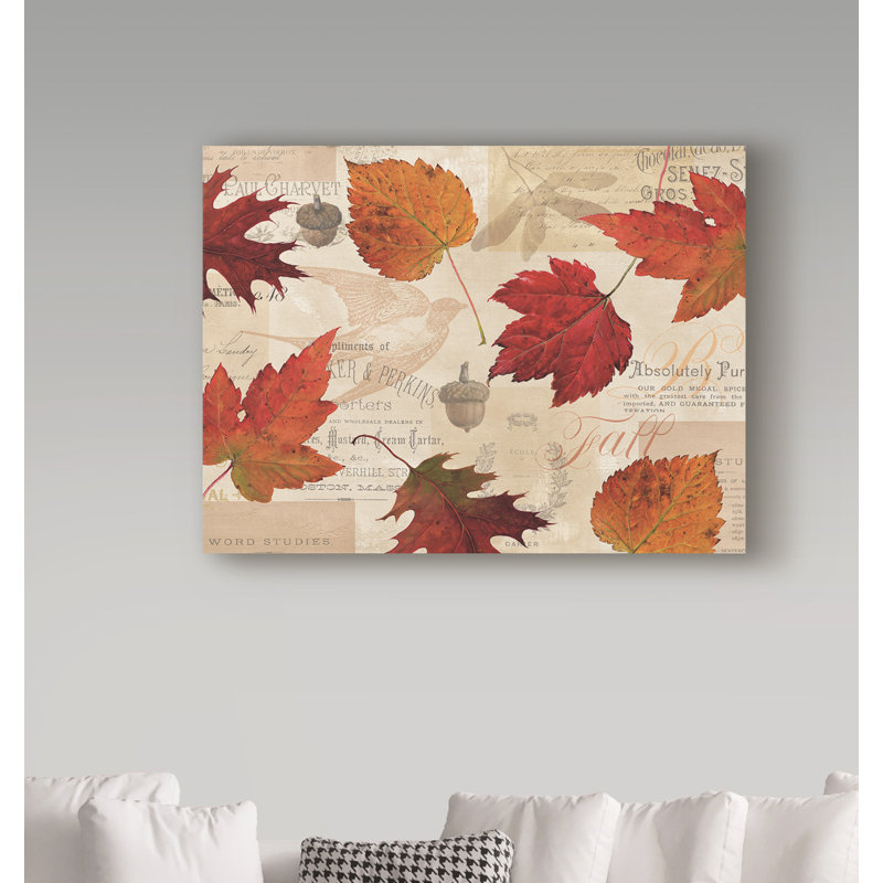 East Urban Home Fall In Love Autumn Leaves Acrylic Painting Print On Wrapped Canvas Wayfair