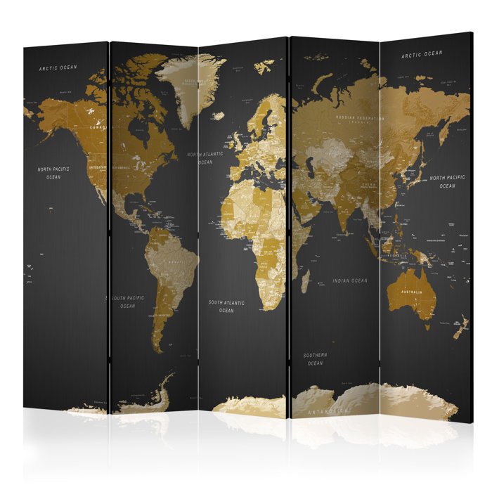 Jabria World Map On Dark Background 5 Panel Room Divider Jabria World Map On Dark Background 5 Panel Room Divider