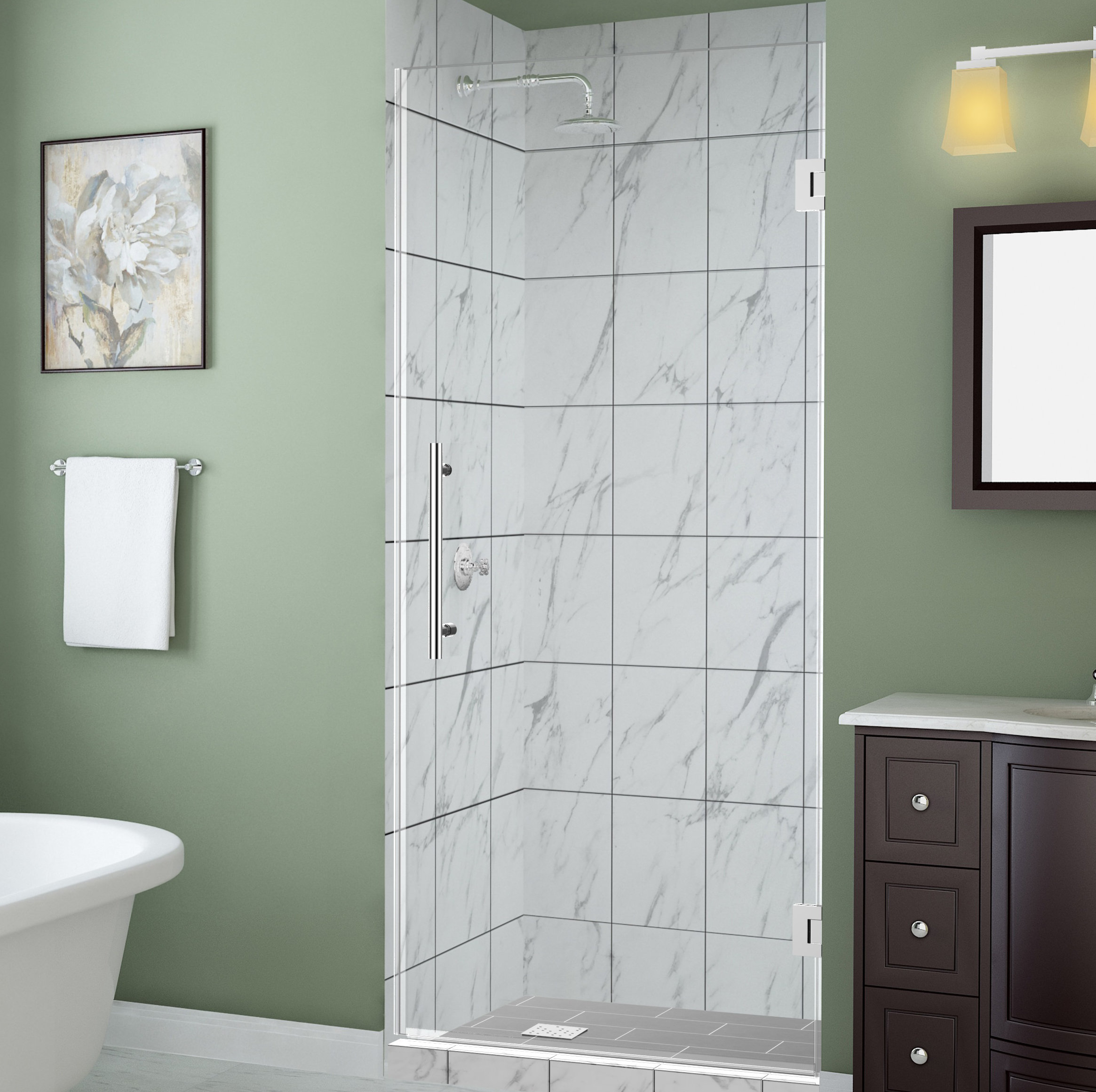 Aston Kinkade 38 X 72 Hinged Frameless Shower Door Wayfair