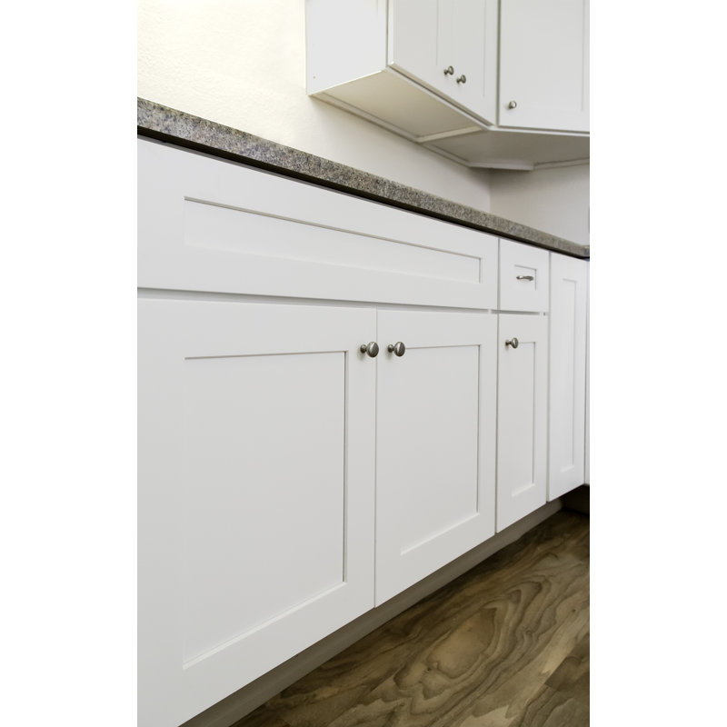 Ebern Designs Frits Ready To Assemble 33 X 34 5 X 24 In Base Cabinet Style 2 Door Sink In White Wayfair