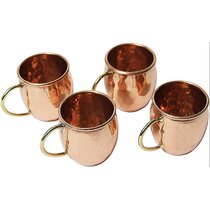 Boxed QUEENWEST TRADING CO Set of Four Genuine Copper Shot Glasses 