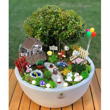 Flower Bed Plants Miniature Landscape Fairy Garden Decor Dollhouse Accessories H 